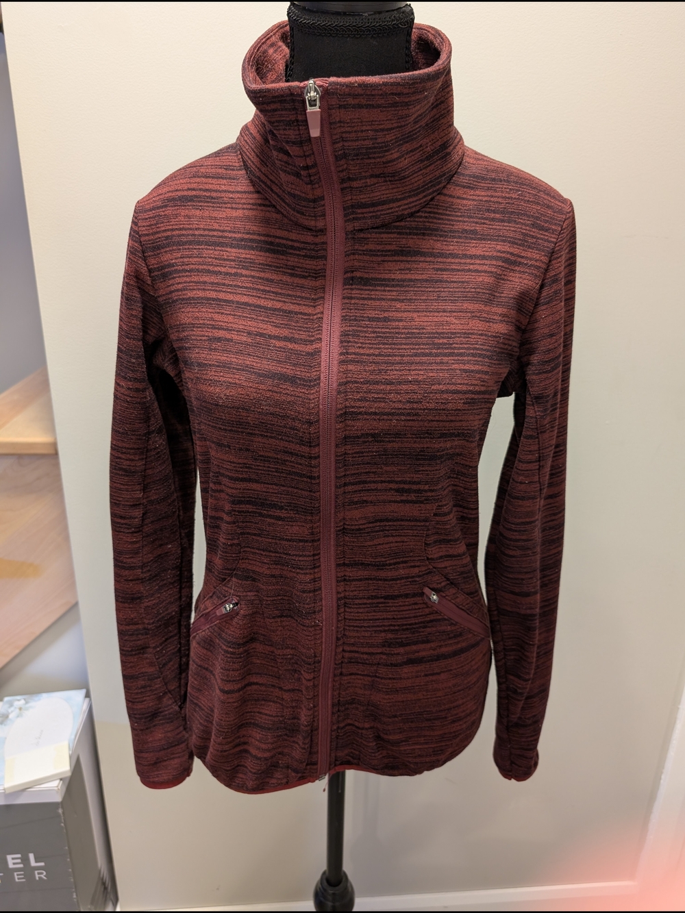 Merrell Women's Maroon Striped Full-Zip Utility Jacket